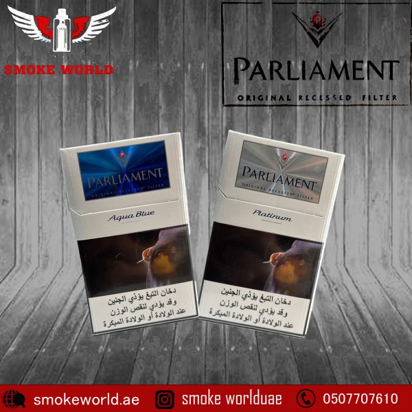 Parliment Aqua Blue and Platinium Smoking cigarettes