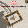 Ceramic cigar ashtray for 2 cigars