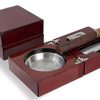 Mantello Cigar Ashtray Gift Set - High-Gloss Cherry Finish Wooden Travel Case - Stainless Steel Holder, Jet Torch Lighter, and Guillotine Cutter for Up to 54 Ring Gauge Cigars - Perfect for Travel - Image 2