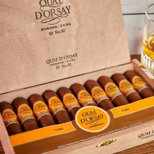 Quai d’Orsay No 50 Cuban Cigars - Hand-Rolled Petit Robusto with Colorado Claro Wrapper - Exquisite Notes of Woods, Honey, Vanilla & Hazelnut - 35-Min Enjoyment