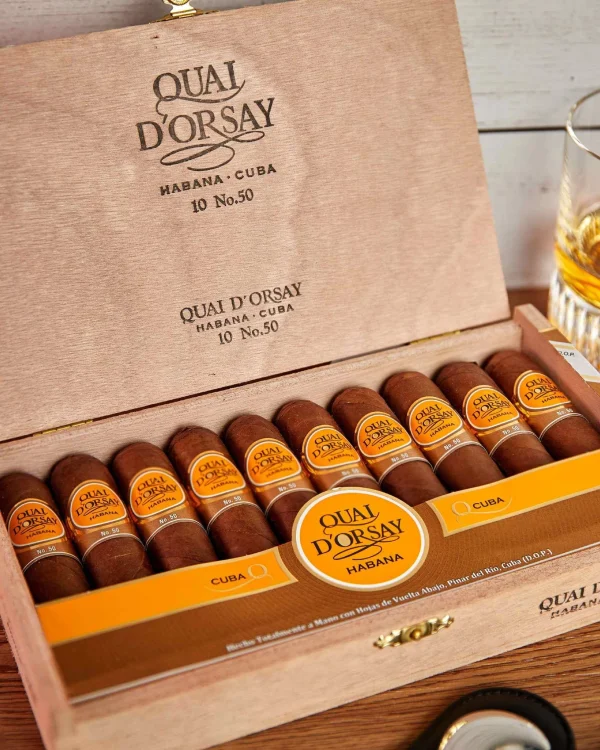 Quai d’Orsay No 50 Cuban Cigars - Hand-Rolled Petit Robusto with Colorado Claro Wrapper - Exquisite Notes of Woods, Honey, Vanilla & Hazelnut - 35-Min Enjoyment