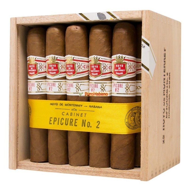 Hoyo de Monterrey Epicure No 2 Cigar – Cabinet of 50 | Premium Cuban Robusto | 4 7/8" Length, 50 Ring Gauge | Delicate, Aromatic, Light Strength | 45-Minute Smoking Experience | Perfect for Elegant Cigars Lovers - Dubai, UAE