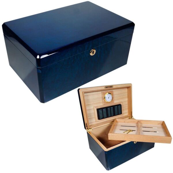 VB Cigars Dsktp Humidor (Blue)