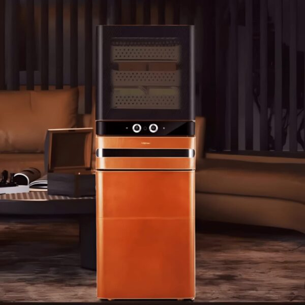 Electric cigar humidor with 1500 cigar capacity, Spanish cedar drawers and fingerprint security.