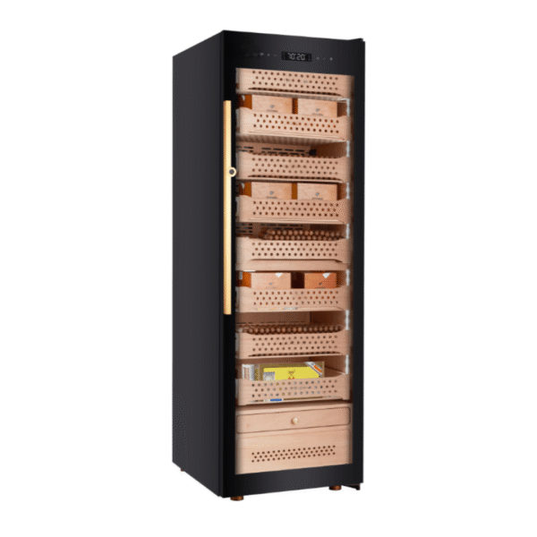 Electric cigar humidor with 2000 cigar capacity and Spanish cedar interior